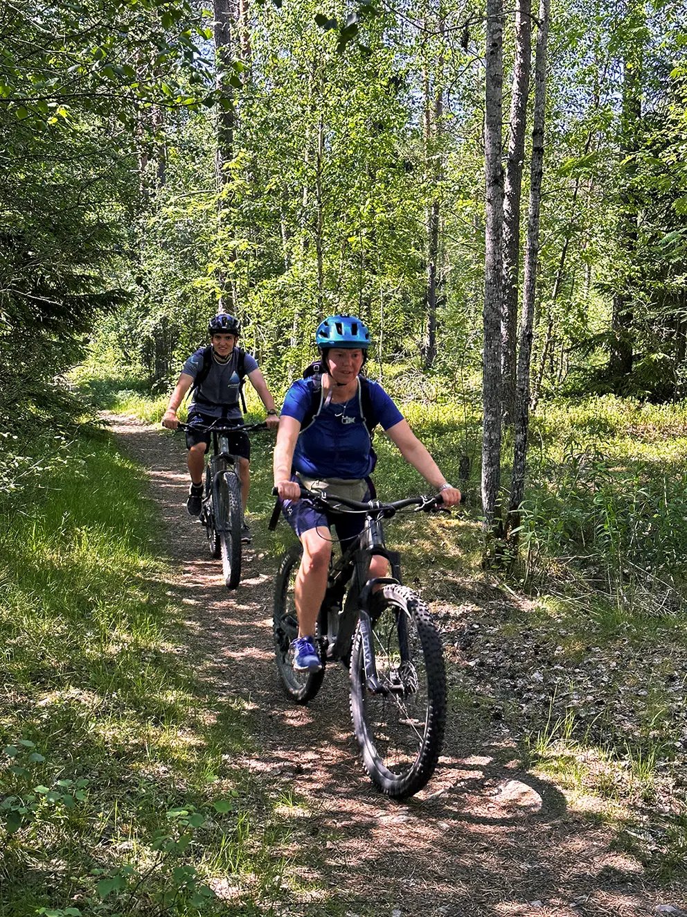 Mountain biking on a dirt trail