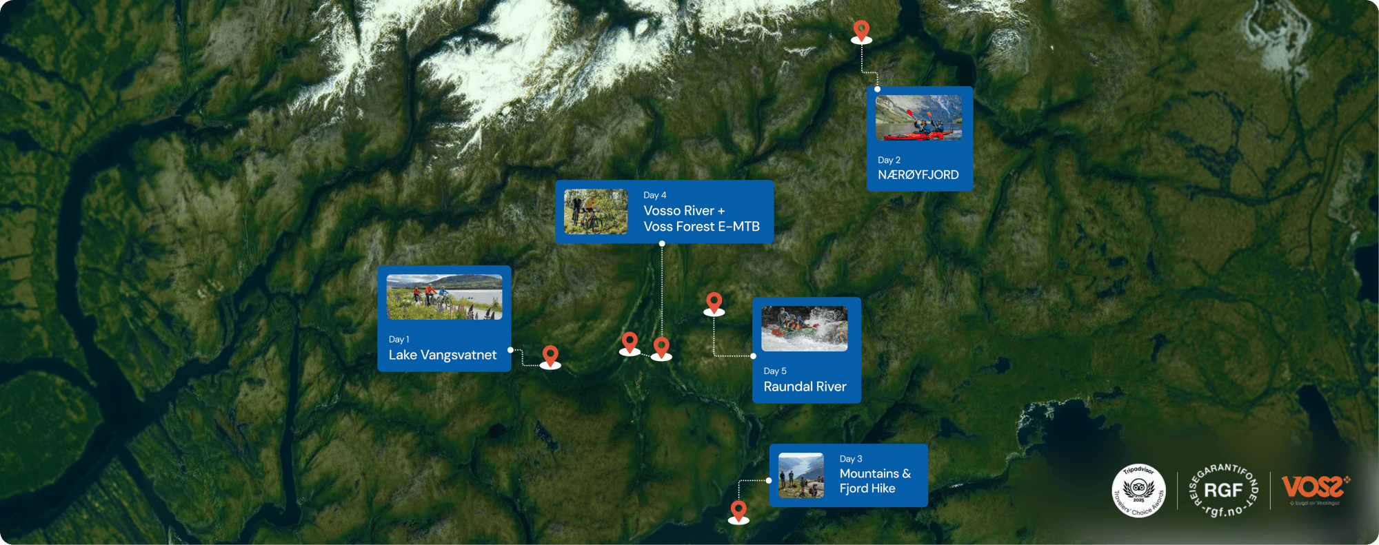 Tag für Tag – 5-tägige Abenteuerreise durch die norwegischen Fjorde: Reiseverlauf