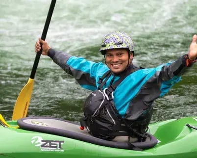 Anup doing Kayaking